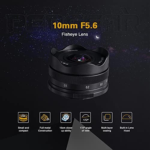 Pergear 10mm F5.6 Balıkgözü Lens, Olympus ve Panasonic Aynasız Kamera ile Uyumlu M4 / 3-Mount Kameralar
