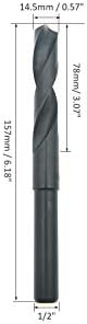 RESALET 14mm Azaltılmış Shank Matkap Ucu 1/2 İnç Düz Şaft Yüksek Hız Çelik HSS 9341 Siyah Oksit için Alüminyum Levha Bakır Ahşap