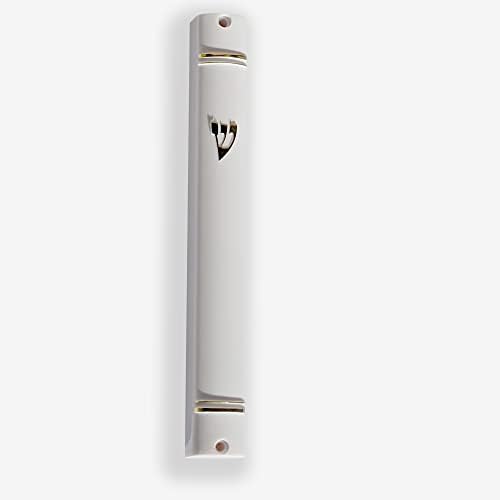 Ohraz Beyaz Mezuzah Kapak, 15 cm Dayanıklı Şeffaf Akrilik, Geçmeli Kapalı Arka Pimli, Kaydırmayı Güvende Tutar, Altın İncikli