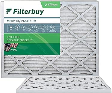 Filterbuy 22x24x1 Hava Filtresi MERV 13, Pileli HVAC AC Fırın Filtreleri (2'li Paket, Platin)