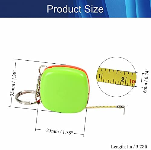 Hegebeck 1 M / 3.3 Feet Mini Mezura Inç / Metrik Çelik Kural Plastik Yuvarlak Kasa Anahtarlık Geri Çekilebilir Ölçme Aracı 2