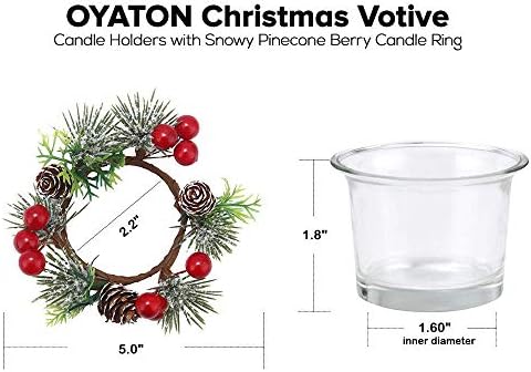 OYATON 4 Packs Noel Adak Mumluklar Yüzükler ve 3 Packs Tealight Mumluk ile bir Cam Tepsi için Noel Dekorasyon