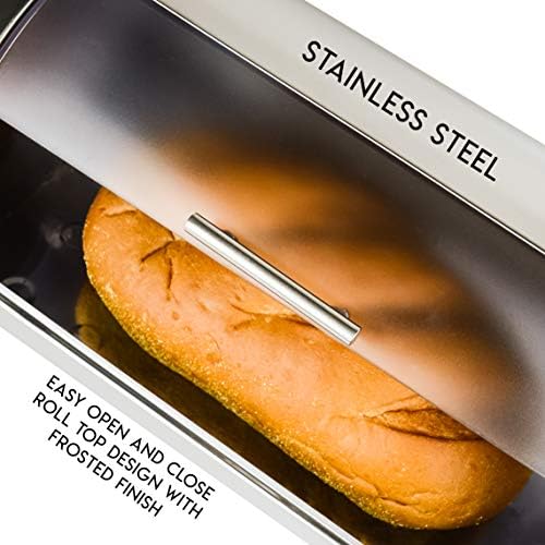 Mutfak Tezgahı için Ekmek Kutusu / Ekmek Tutucu Saklama Kabı | Ekmek Kutusu Paslanmaz Çelik Buzlu Akrilik Rulo Üstü