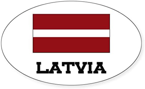 CafePress Letonya Bayrağı Oval Etiket Oval Tampon Etiket, Euro Oval Araba Çıkartması
