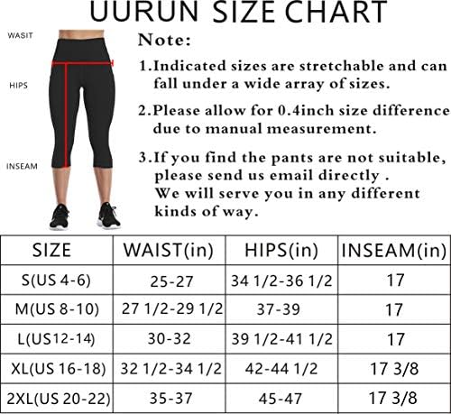 UURUN Yüksek Belli Tayt Kadınlar için, Yoga Pantolon ile Cepler, Karın Kontrol, Squat Geçirmez, Egzersiz için, Koşu