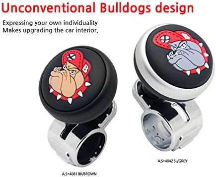 GotoShop Bulldog Logo Araba Direksiyon Güç Kolu Spinner İntihar Aksesuar Topuzu Otomobil Araç Kamyon (Gümüş / Gri Logo)