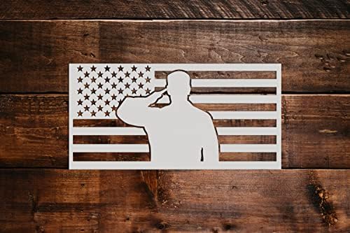 Amerikan Bayrağı & Asker Stencil DIY Kullanımlık Craft Stencil ve Boyama Duvar Stencils-3876 (27 x 81 İnç)