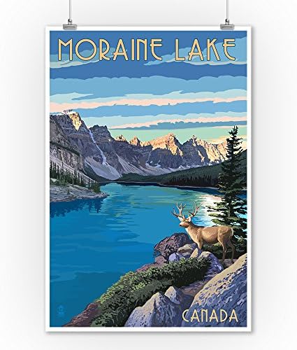 Banff, Alberta, Kanada-Moraine Gölü (9x12 Sanat Baskı, Duvar Dekor Seyahat Posteri)