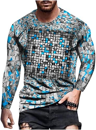 T-Shirt Erkekler için Günlük Giyim Giysi T Gömlek Benzersiz 3D Geometri Baskı Sonbahar Bahar Uzun Kollu Bluzlar Tops