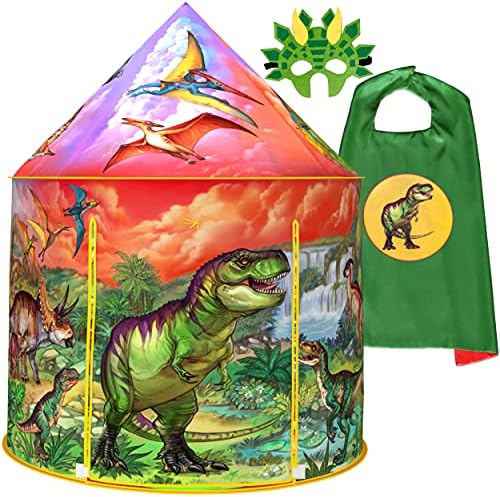 Dinozor Maskesi ve Pelerin Kostümü ile Erkekler ve Kızlar için Dinozor Oyun Çadırı Oyun Evi | Yaratıcı İç ve Dış Mekan Oyunları