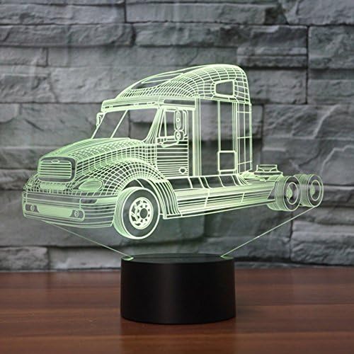 3D Kamyon traktör araba farı gece lambası dokunmatik masa masa optik Illusion lambaları 7 renk değiştirme ışıkları ev dekorasyon