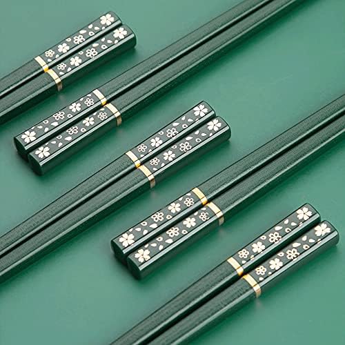 Baerfgnxfg Chop Sticks, 5 Pair, Çubuklarını Kaymaz, Alaşım Çubuklarını, Ev Çubuklarını, Bir Kişi için Bir Çubuklarını (Yeşil)