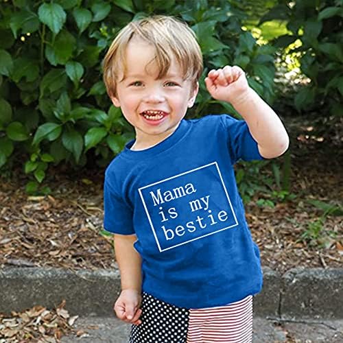 Toddler Bebek Kız Erkek Tshirt Mama Benim Bestie Duyuru Mektup Baskı Gömlek Kısa Kollu Tee Tops