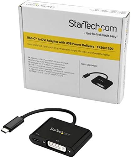 StarTech.com Güç Teslimatlı USB C-DVI Adaptörü-1080p USB Tip-C-DVI-D Tek Bağlantılı Video Ekran Dönüştürücü w/ Şarj-60W PD Geçişi