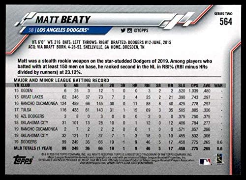 2020 Topps Altın Yıldız Beyzbol 564 Matt Beaty Los Angeles Dodgers Yeşil WM Sınırlı Sayıda Fabrika Setinden Bireysel Resmi MLB