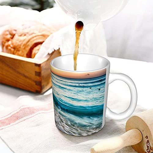 Kahve Kupalar Plaj Günbatımı Okyanus Dalgaları Çay Bardak Su Bardak Ofis Kafeler Ev Seramik Bardak (11 Oz)