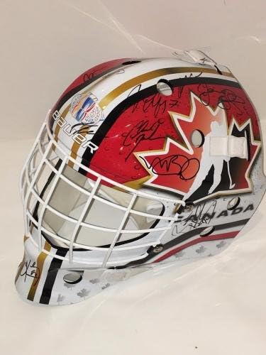 Kanada Dünya Hokey Takımı Kupası İmzalı Kaleci Maskesi Sidney Crosby Toews-İmzalı NHL Kaskları ve Maskeleri