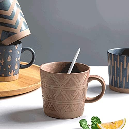 kupalar Kumtaşın Kupa Kaşık İle Set 350 ML Japon kahve kupa basit kupa İçin Soğuk / sıcak içecekler-mikrodalga ısıtma-4 Renkler