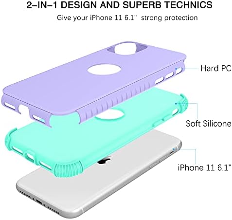 BENTOBEN iPhone 11 Durumda, telefon kılıfı iPhone 11, ağır 2 in 1 Tam Vücut Sağlam Darbeye Dayanıklı Koruma Hibrid Sert PC Tampon
