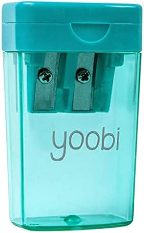 Yoobi 2 Delikli Kalemtıraş / Parlak Aqua Renk / Standart ve Jumbo Kalemler için / 1.4 x 2.6 x 2.6