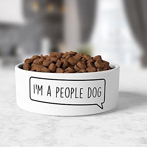 People Dog Bowl - Ben bir İnsan Köpeğiyim-Sevimli Seramik Kedi Kasesi, Köpekler ve Kediler için Evcil Hayvan Çanağı
