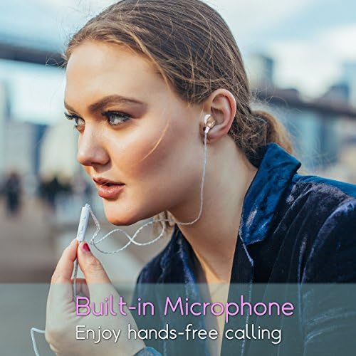 Woozik B950 Kulaklıklar, Mikrofonlu ve Ses Kontrollü Kulak İçi Kulaklık, 3,5 mm Cihazlar için Derin Güçlü Baslı Kulaklıklar (Imperial