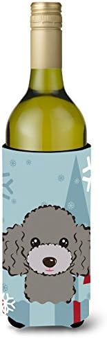 Caroline Hazineleri BB1755LİTERK Kış Tatil Gümüş Gri Kaniş Şarap Şişesi Içecek Izolatör Hugger, şarap Şişesi, Renkli