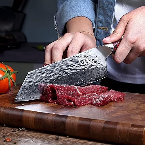 Et Cleaver, Cleaver Bıçak 7 Şam Cleaver Bıçak Japon AUS10 Çelik Çekirdek Çekiç Bıçak G10 Kolu Mutfak Şef Pişirme Nakiri Bıçaklar