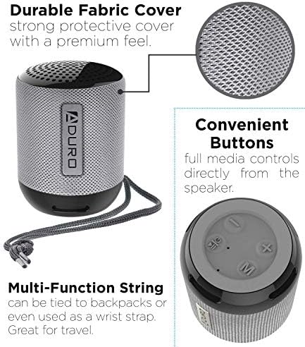 Aduro Resound Mini Kablosuz Bluetooth Hoparlör, Dahili Mikrofonlu İç / Dış Mekan Kompakt Hoparlör (Siyah)