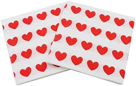 Amosfun Sevgililer Süslemeleri 40 pcs Kalp Baskılı Peçeteler sevgililer Günü kağıt havlu Yüz Doku Moda Peçete için Parti Ziyafet