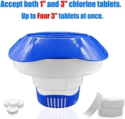 Havuz Yüzer Katlanabilir Klor 3 Tablet Kimyasal Dağıtıcı, 8 Çaplı Şamandıra Ayarlanabilir Dengeli Kimyasal Dağıtım, Birinci Sınıf