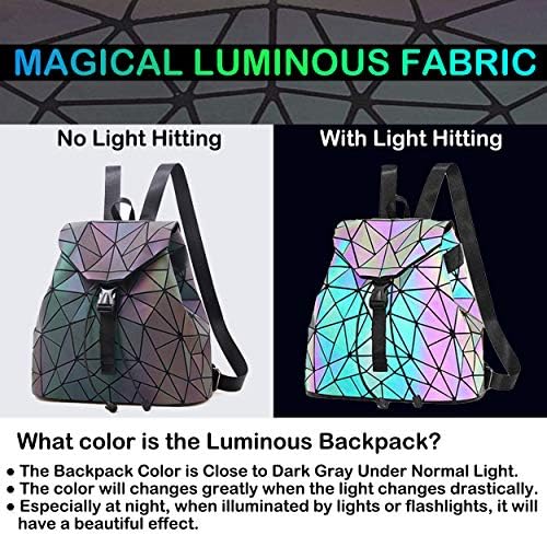 BESUURAN Sırt Çantaları Geometrik Aydınlık Sırt Çantası Holografik Yansıtıcı Çanta Kadınlar ıçin Luminesk Irredescent Daypacks