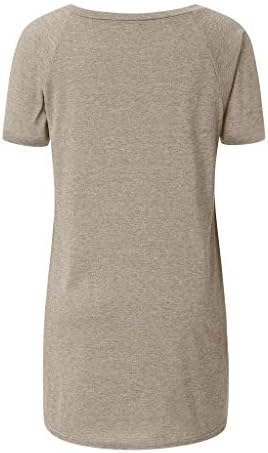 JUSLİO T Shirt Kadınlar için-Artı Boyutu Baskı V Boyun Tunik Üstleri Kısa Kollu Uzun T-Shirt Bluz