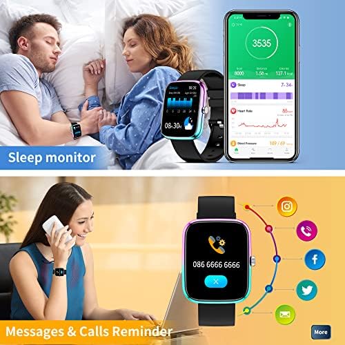 Akıllı İzle, Smartwatches for Men Women, Fitness Tracker with Heart Rate, Kan Basıncı, Uyku Monitör, 1.7-inch Fitness Watch for
