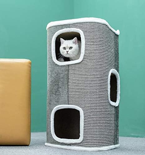 WD-marelp Pet House Kedi Kumu, Çok Katmanlı Kedi Tırmanma Çerçevesi, Sisal Kedi Tırmalayıcı, Yarı Kapalı, Her Mevsim, 41x41x50