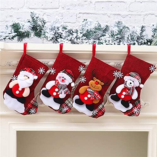 CHAVANJI 4 PCS 10 inç Noel Stocking Klasik Çorap Santa, Kardan Adam, Ren Geyiği, Ayı Noel Karakter için Aile Tatil Noel Parti
