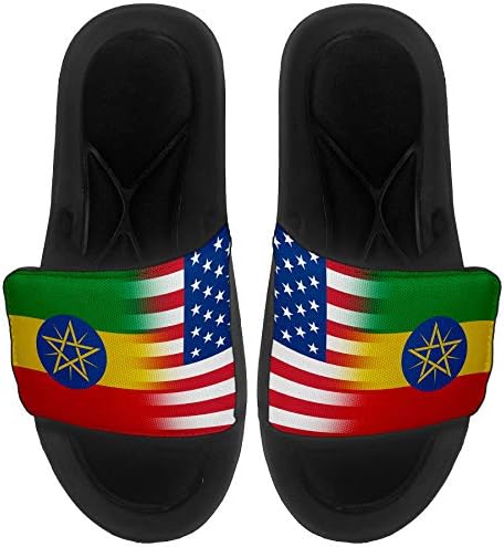ExpressİtBest Yastıklı Slide-On Sandalet / Erkekler, Kadınlar ve Gençler için Slaytlar-Etiyopya Bayrağı (Etiyopya) - Etiyopya