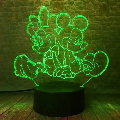 Fanrui Mickey Minnie figürler peri ışık 3D karikatür fare otomatik LED çocuk gece lambası tatlı mükemmel 7 renk Değişimi erkek