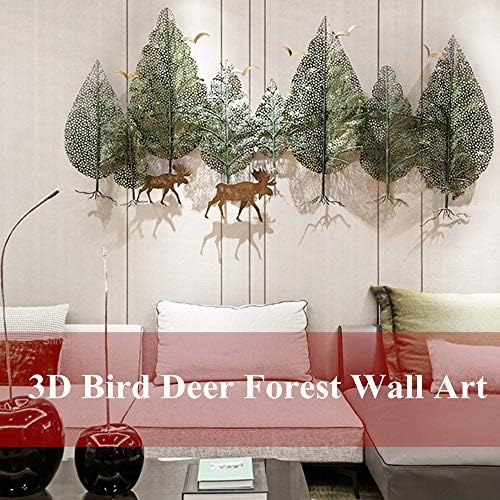 LIUSHI Geyik Metal Duvar Sanatı Heykel, rustik Ağaçlar Duvar Dekor ile Uçan Kuşlar, orman Duvar Dekorasyon, doğal El Yapımı Noel