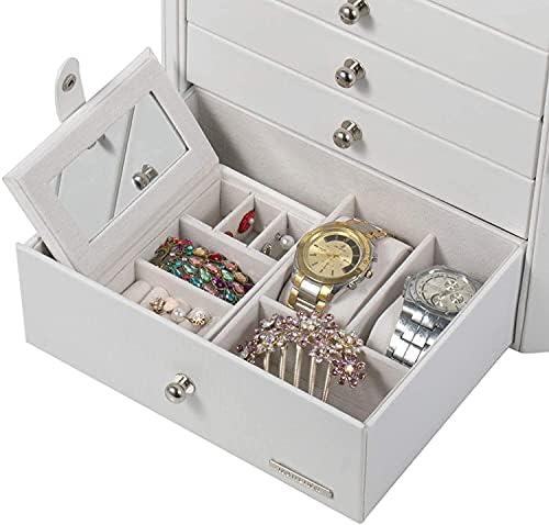 JHSJ Takı Konteyner Ekstra Büyük Mücevher Kutusu Kabine Armoire Bilezik Kolye Saklama kutusu Takı saklama kutusu (Renk: Beyaz)