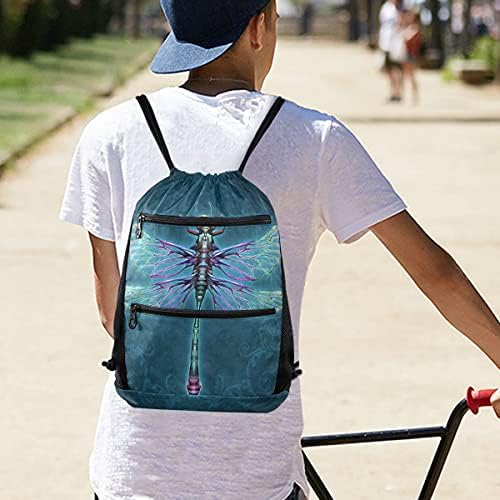 Yusufçuk baskı ipli çanta sırt çantası hafif spor Sackpack sırt çantası okul seyahat alışveriş spor için