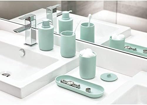 ıDesign Cade Kase Fırça ve Tutucu, Banyo için Tuvalet Temizleme Seti-Mat Yumuşak Aqua, 2 Parça