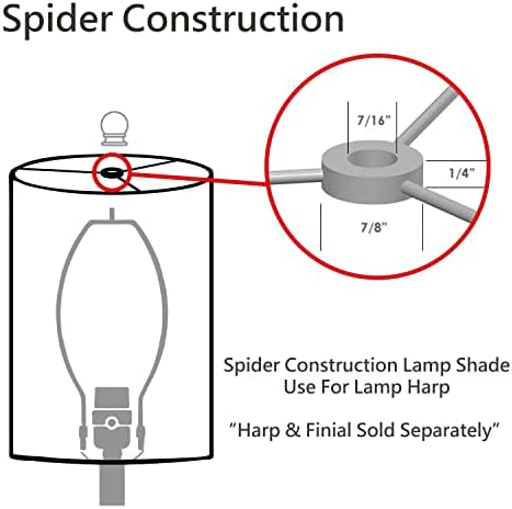 Aspen Creative 31262 Geçiş Tamburu (Silindir) Şekilli Örümcek Konstrüksiyon Lamba Gölgesi, Kapalı Beyaz, 8 genişliğinde (8 x