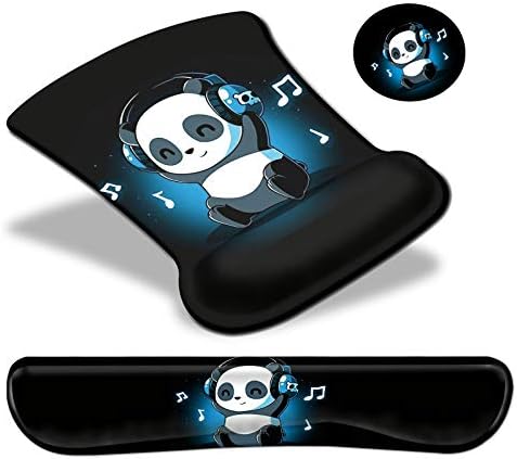 BEROSET Mouse Pad ile Bilek Desteği, Müzik Panda Sevimli Desen Tasarım Ergonomik fare altlığı ve Bardak, oyun Mousepad için Dizüstü