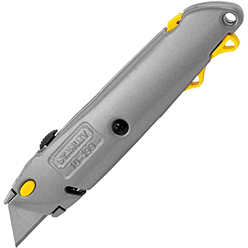 Stanley 10-499 Geri Çekilebilir Bıçak ve Sicim Kesici ile Hızlı Değişim Maket Bıçağı, Gümüş