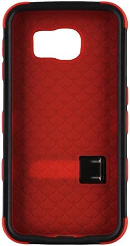 Asmyna Samsung G920 Galaxy S6 Tüf Hibrid Telefon Koruyucu Kapak Standlı - Perakende Ambalaj - Doğal Siyah / Kırmızı