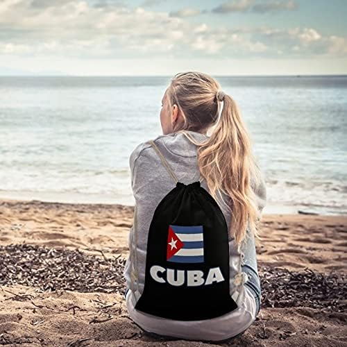 Küba Bayrağı Tuval İpli Sırt Çantası Omuz Kılıfı Dize Çanta Sackpack İçin Spor Salonu Alışveriş Spor Yoga Seyahat 30x40 cm
