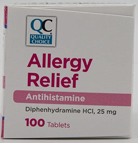 Kalite Seçimi Alerji Rölyef Antihistamin Difenhidramin Tabletleri, 100 Sayım-3'lü Paket