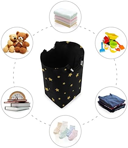 xigua Büyük çamaşır sepeti Siyah Noel Yıldız Katlanabilir Giysi Sepet, su geçirmez Kreş Depolama Bin Kolu ile Giyim Sepetleri