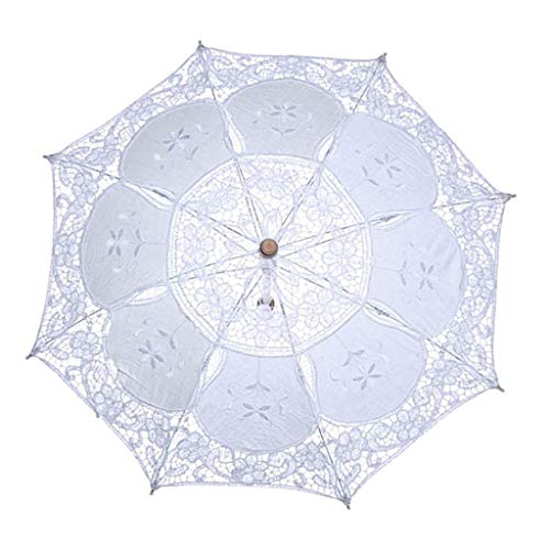 Harilla Çiçek Şemsiye Şemsiye Dekorasyon Düğün Gelin El Yapımı Fotoğraf Prop-Beyaz, L